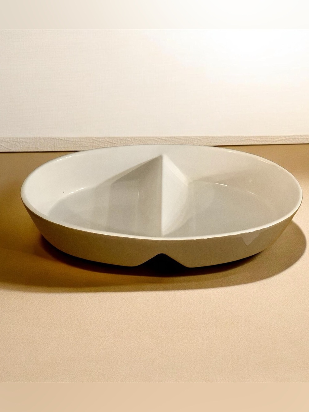 Croton Cream Divided Oval Ceramic Serving Dish